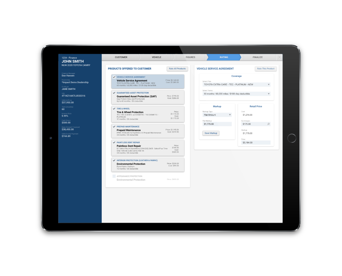 ImpactConnect cloud deal management application handles all deal data, rating, contracting, signature, e-contracting, e-signature, remote document delivery.